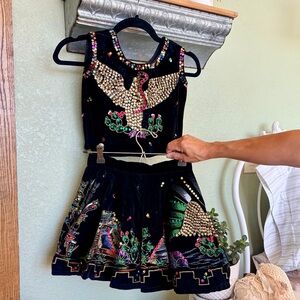 🖤50s TRUE VINTAGE🖤Mexican Velvet child’s novelty skirt and top